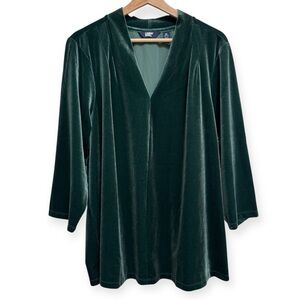 Lands End Velvet Pleated Drape Blouse Top 2X 20W 22W